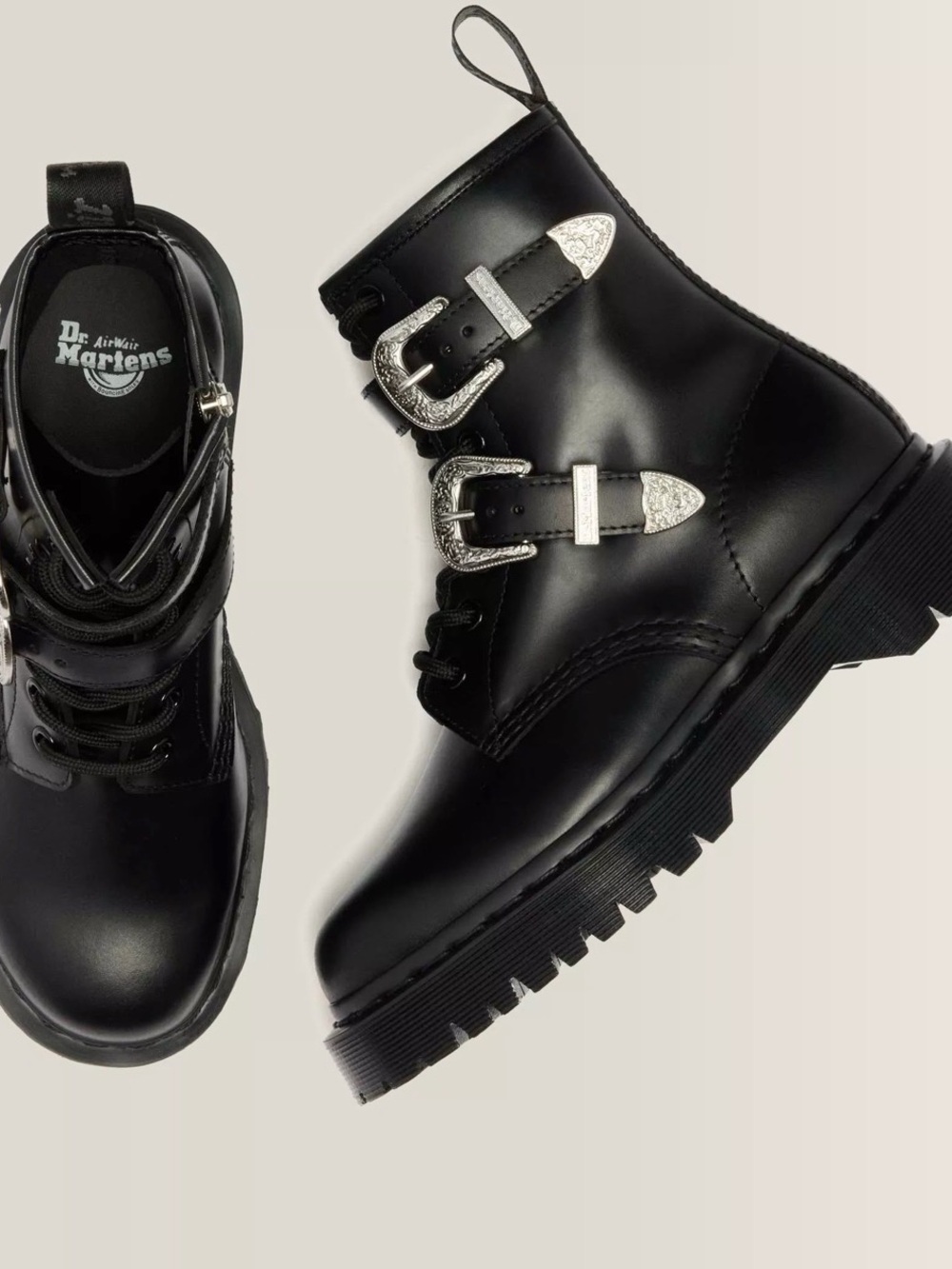 Dr. Martens 1460 Bex Buckle Boots Black Leather Size Women’s 10 NIB NWT